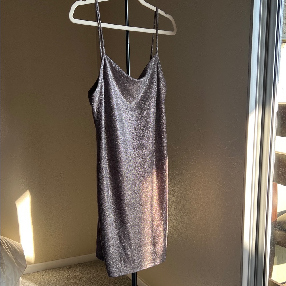 Shimmering Metallic Slip Dress